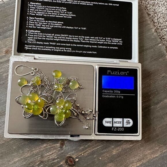 Hand Wrought Sterling Silver Flower Tassel Necklace Green Faceted Beads  Pearls - Picture 8 of 13